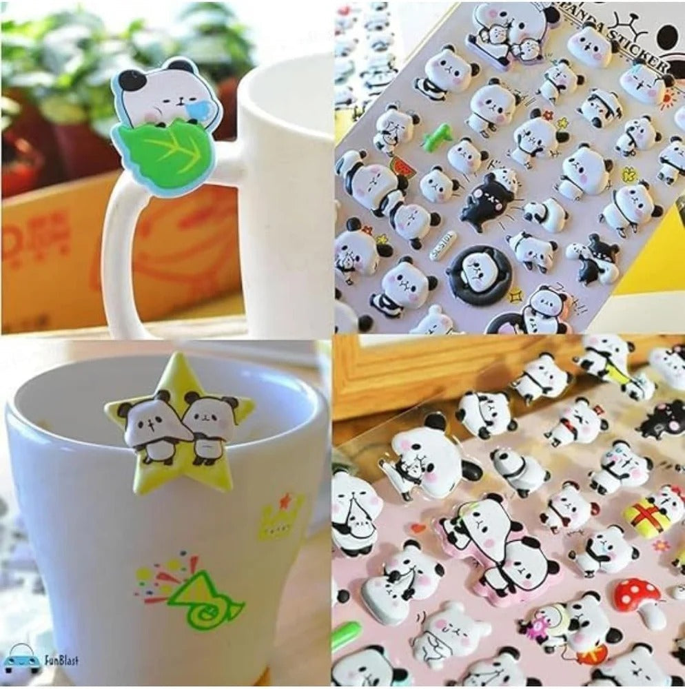 Cute panda foam stickers in various designs for decorating items and crafts