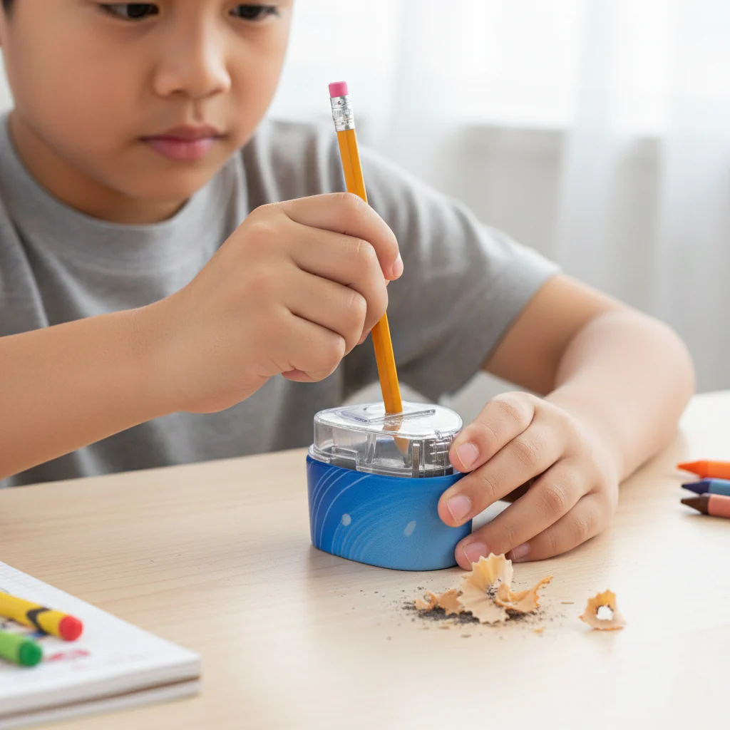 NIYO TOYS Pencil Sharpener in Blue with Shavings Catcher for Kids' Art Projects