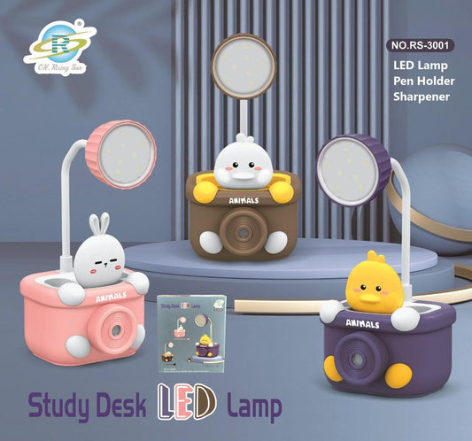 Colorful cute table lamp for kids featuring playful animal designs and multifunctional pen holder