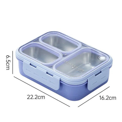 NIYO TOYS lunch box in purple with three compartments, includes a stainless steel drinks bottle, for ages 3 and up