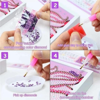 Diamond painting diamonds kit for ages 6+, featuring vibrant purple colors for creative fun