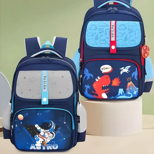 Niyo Toys dinosaur backpack in blue with playful dinosaur graphics for ages 4 and up, perfect for school or outings