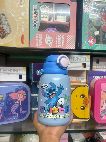 NIYO TOYS stainless steel drinks bottle in blue with Stitch character for kids age 3 and up