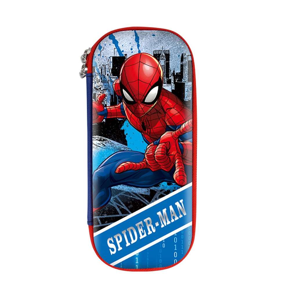 Spider-Man pencil case for kids, blue design with super superhero theme, ideal for school supplies