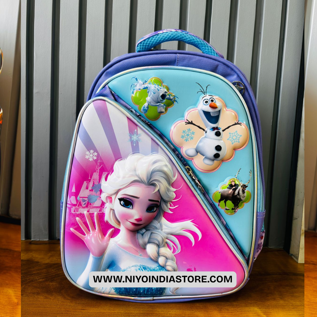 NIYO TOYS Durable Kids 3D Bags featuring Elsa and Olaf from Frozen in vibrant colors