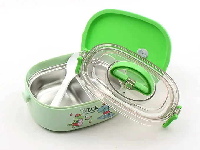 NIYO TOYS durable kids lunchbox with stainless steel interior and green lid for school meals