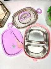 NIYO TOYS durable kids lunchbox with dual compartments and a pink color scheme