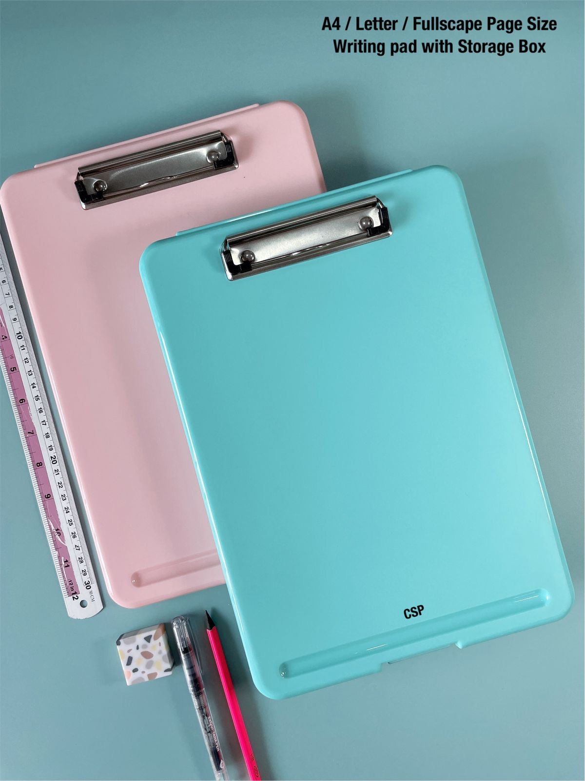 NIYO TOYS A4 Exam Pad in Pink and Blue with Clip and Storage Box for Easy Writing