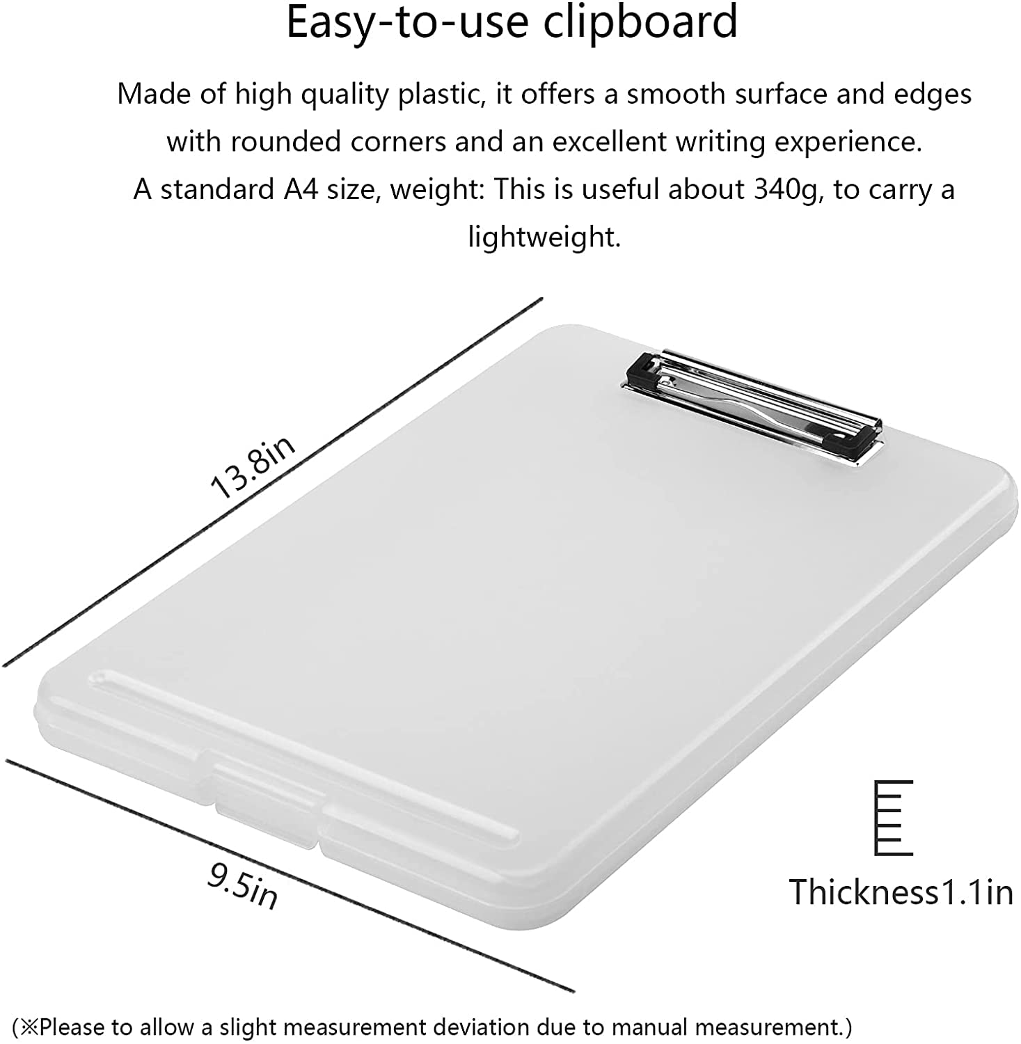 NIYO TOYS A4 Exam Pad Clipboard in White, Lightweight and Easy-to-Use for Smooth Writing Experience