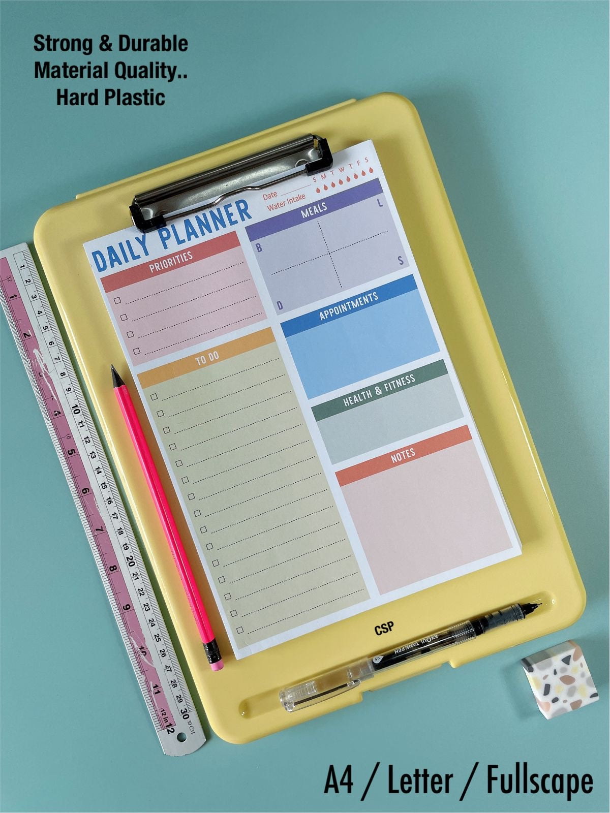 NIYO TOYS A4 Exam Pad with Clips and Daily Planner Layout for Organized Study and Planning