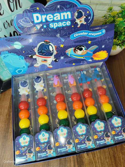 NIYO TOYS Dream Space Circular Crayons Set, educational crayons for toddlers in bright colors