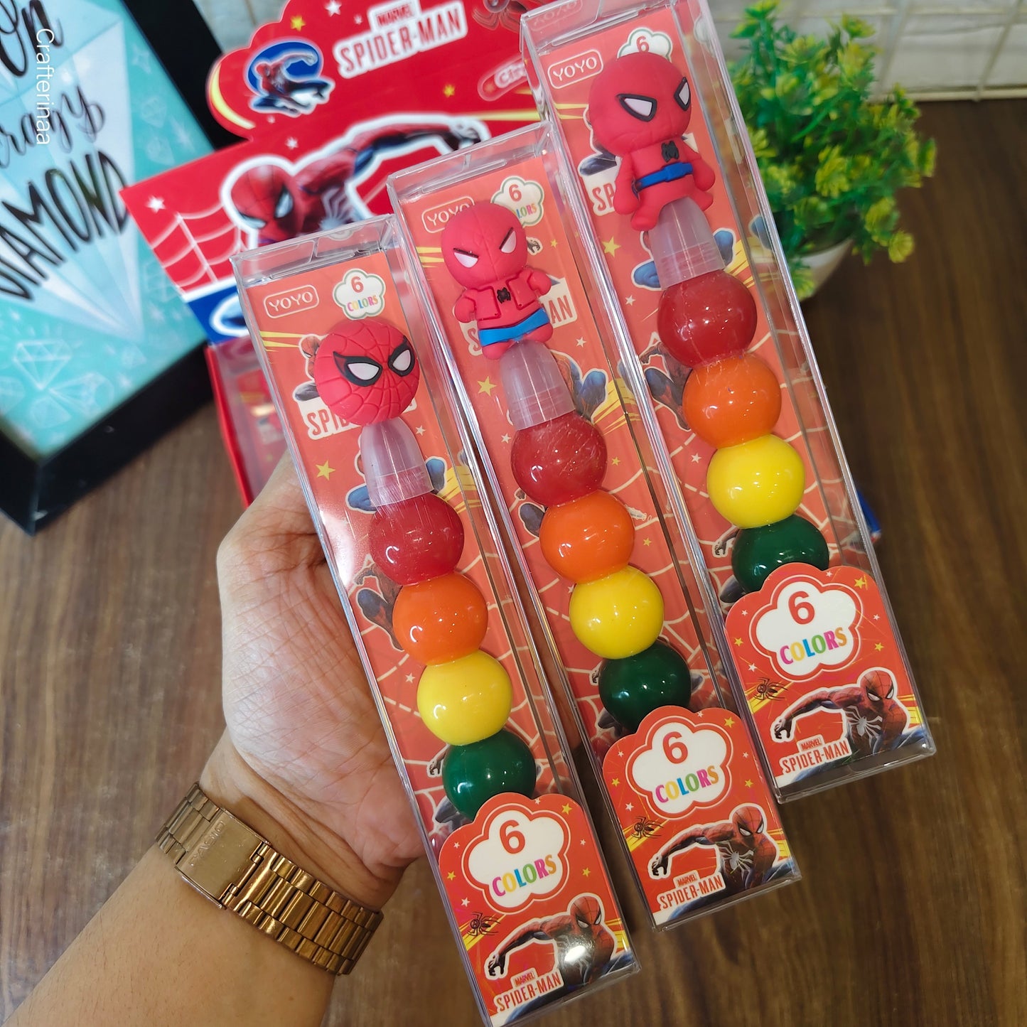 NIYO TOYS Spider-Man Educational Crayons for Toddlers with Six Colorful Crayon Sections