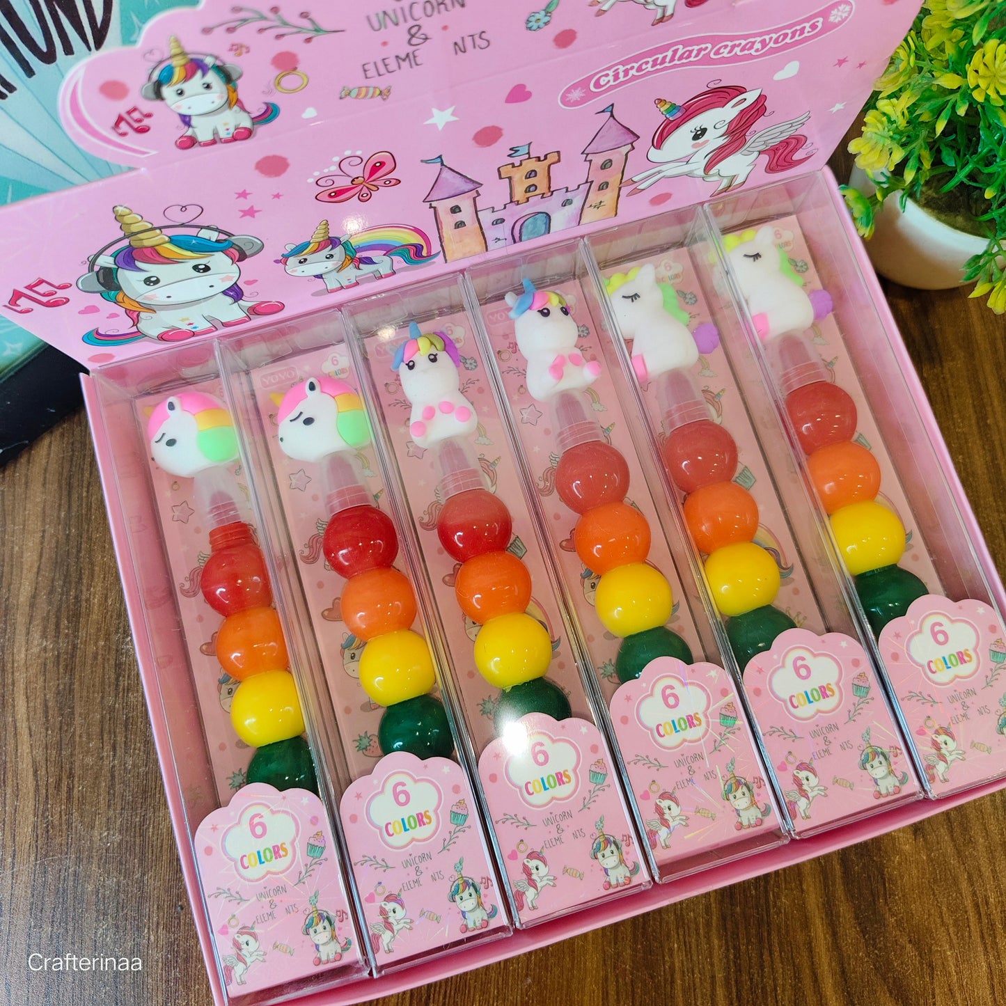 NIYO TOYS circular crayons set for toddlers featuring unicorn designs, promoting creativity and learning with educational crayons for toddlers