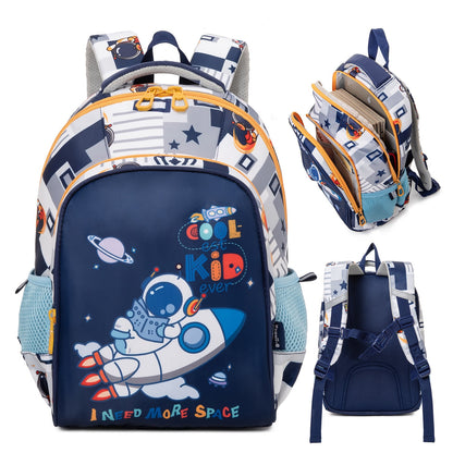 NIYO TOYS educational space theme backpack with astronaut design and multiple compartments for kids