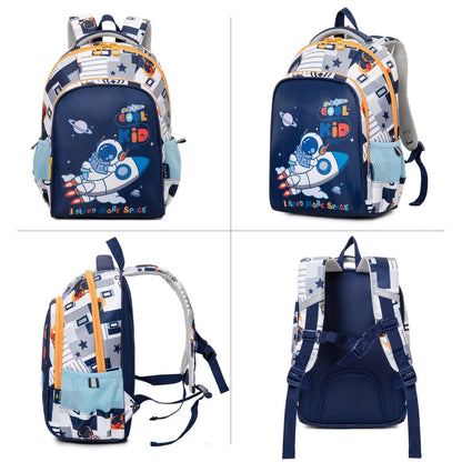 NIYO TOYS educational space theme backpack with colorful astronaut design and padded straps