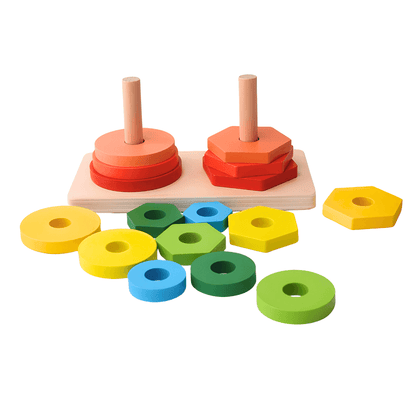 NIYO TOYS Educational stacking toys set with colorful geometric shapes for developing motor skills
