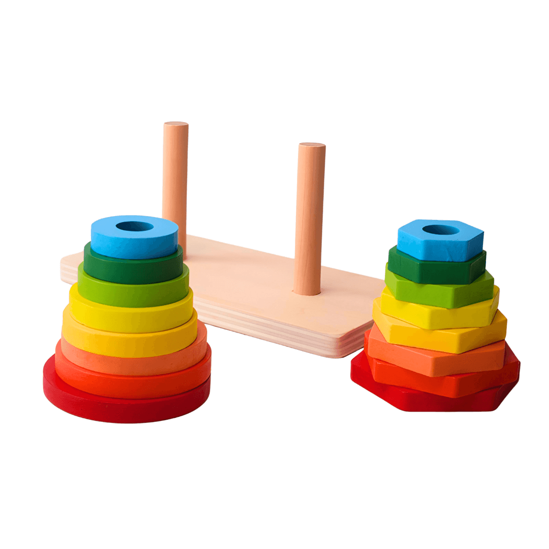 NIYO TOYS Educational stacking toys in vibrant colors for developing fine motor skills and cognitive abilities