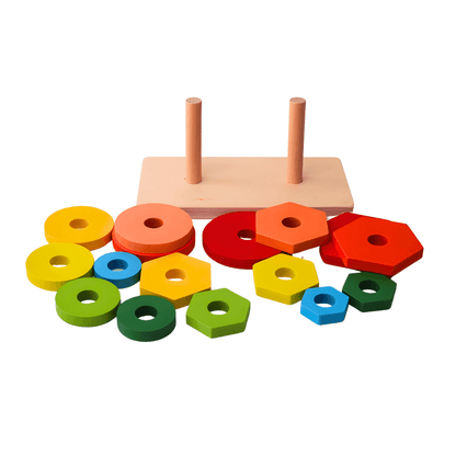 NIYO TOYS Educational stacking toys with colorful wooden shapes for enhanced learning and motor skills
