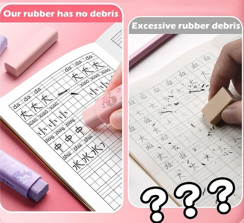 Pink NIYO TOYS eraser unicorn for kids, ideal for school use, age 3 and up, prevents debris