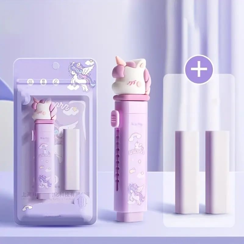 NIYO TOYS eraser unicorn in purple with cute unicorn design, perfect for ages 3 and up, ideal for school use