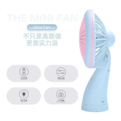 NIYO TOYS fan mini in blue and pink, USB powered, ideal for personal use and staying cool