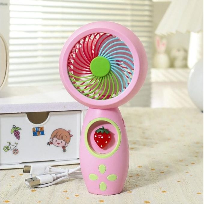 Pink NIYO TOYS mini fan with colorful blades, ideal for kids and personal use at home or outdoors