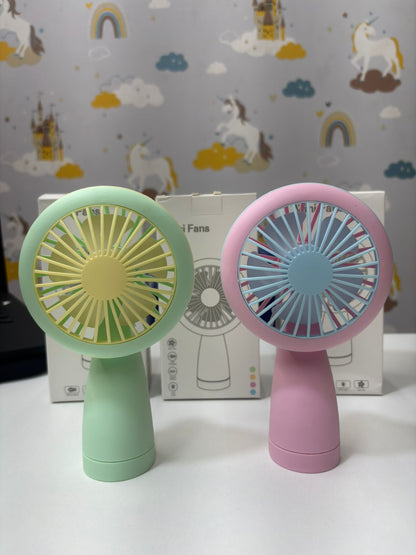 NIYO TOYS mini fan in pastel green and pink colors, ideal for ages 3 and up, perfect for keeping cool