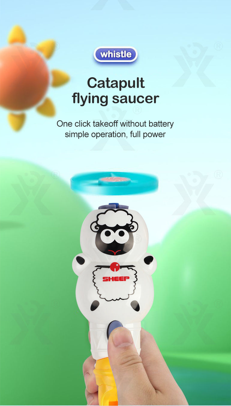 Catapult flying saucer toy in sheep design, ideal for cats, promotes active play and engagement
