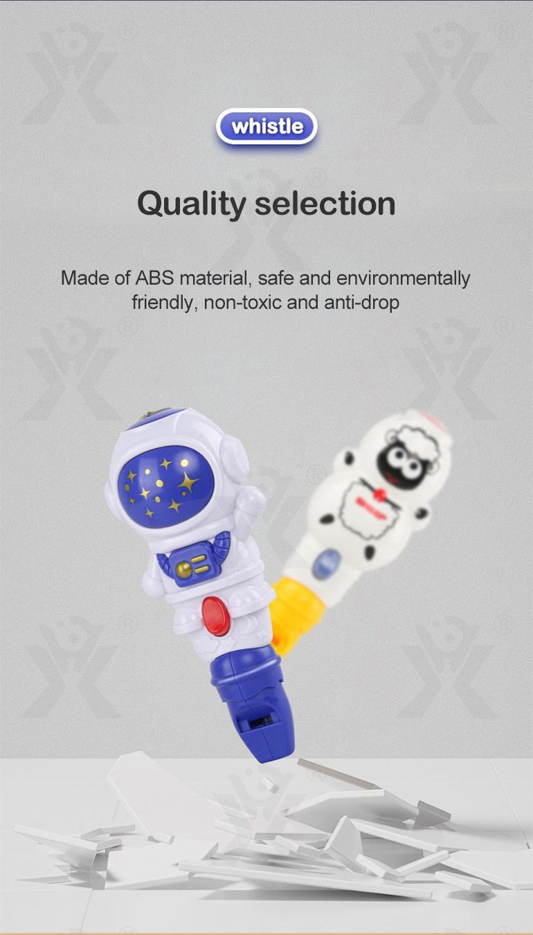 Colorful astronaut and sheep whistle toy made of safe ABS material for kids age 3 and up, perfect for playtime