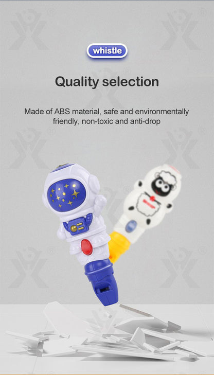 Colorful astronaut and sheep whistle toy made of safe ABS material for kids age 3 and up, perfect for playtime
