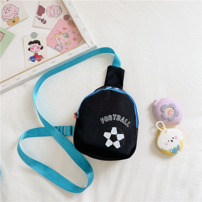NIYO TOYS Football kids shoulder bag in black with blue strap and soccer ball design
