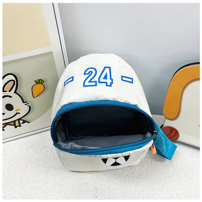 NIYO TOYS Football kids shoulder bag in white with a blue zipper and a soft interior for comfort