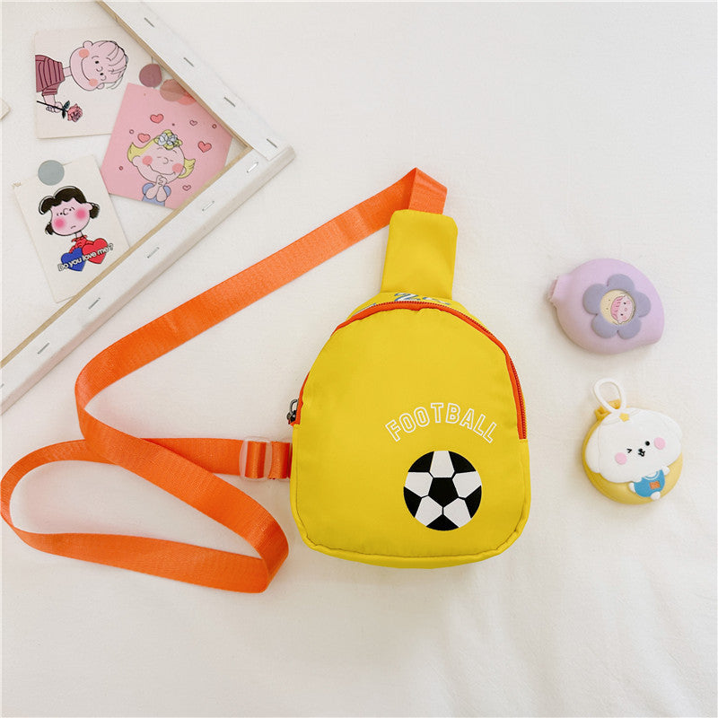 NIYO TOYS yellow football kids shoulder bag with a soccer ball design and adjustable strap