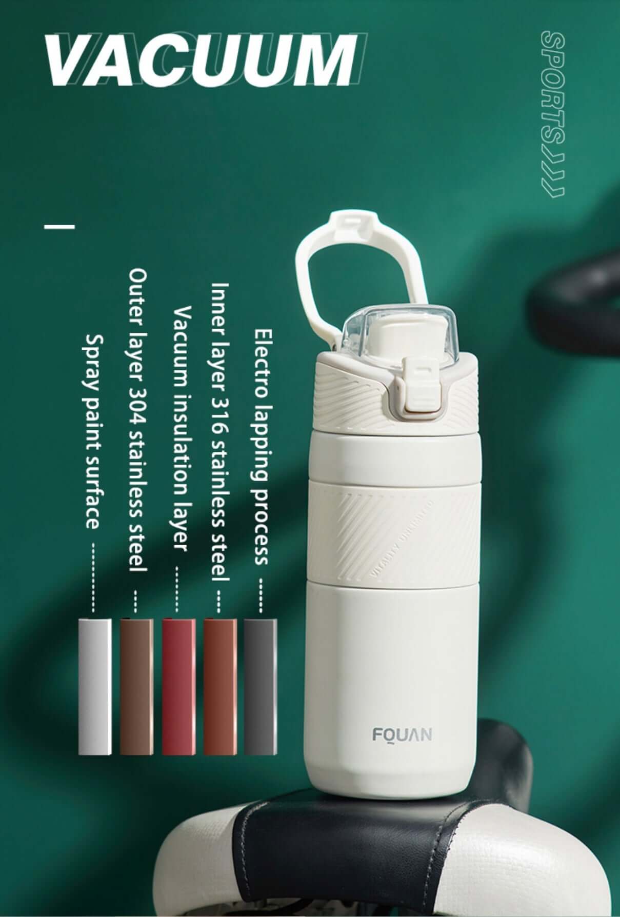 NIYO TOYS durable vacuum flask 660ml with stainless steel interior and spray paint surface