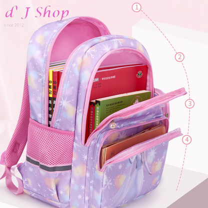 Frozen school backpack in pastel colors with spacious compartments for books and supplies