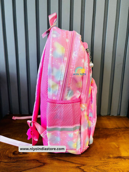 Pink NIYO TOYS Frozen school backpack with mesh side pockets and stylish space design