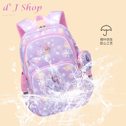 NIYO TOYS Frozen school backpack in purple with sparkly design and crown detail
