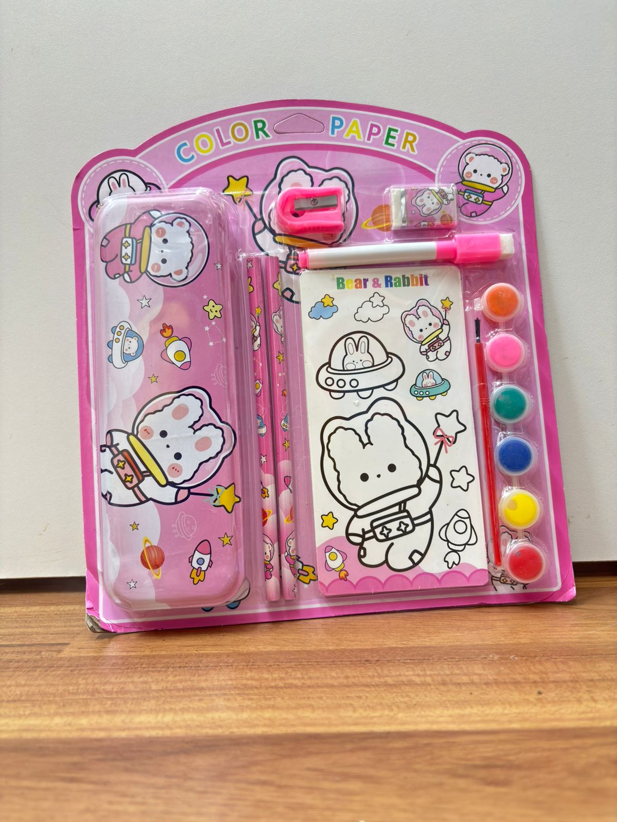 NIYO TOYS colorful stationery set with bear and rabbit designs, a great gift for mom on birthday