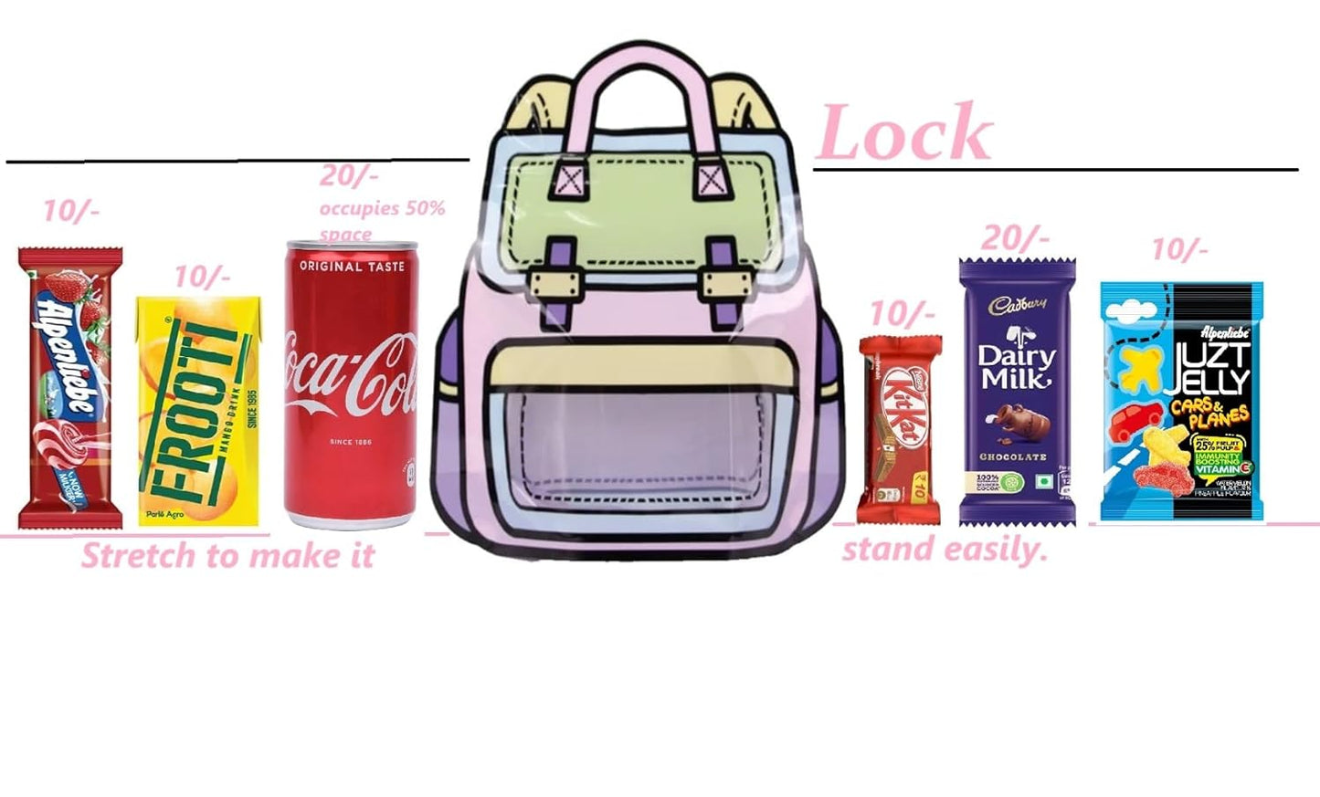 Pastel pink goody bag bags in a backpack shape, ideal for age 3+, perfect for parties and celebrations