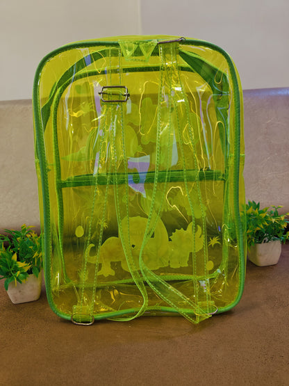 NIYO TOYS Transparent Yellow Dinosaur Backpack with Adjustable Straps for Kids