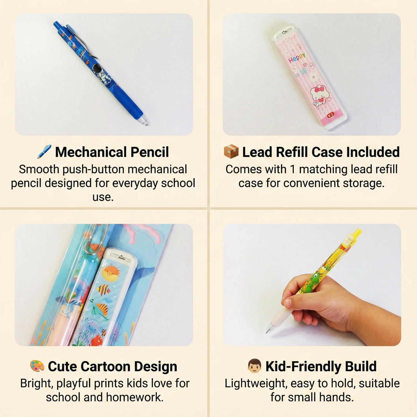 Blue mechanical pencil pencils featuring a cute cartoon design, perfect for kids and school use