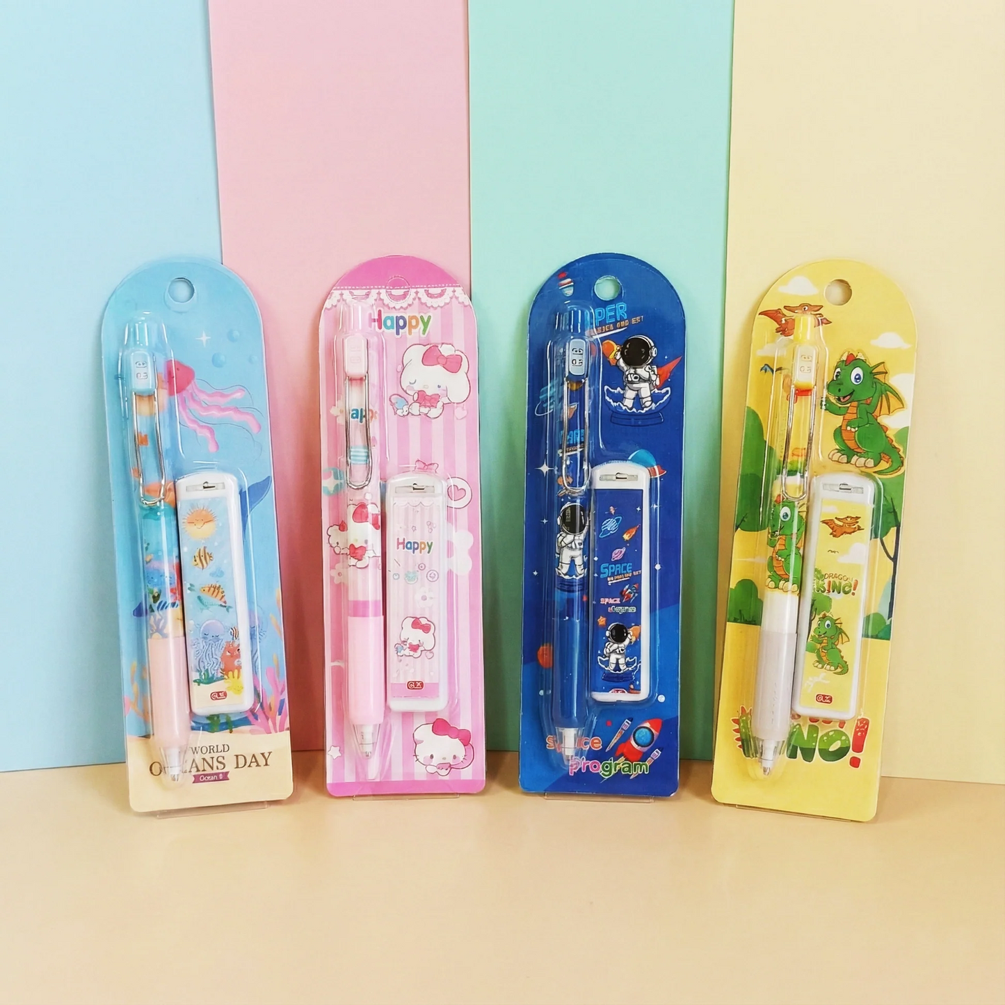 Colorful NIYO TOYS mechanical pencil pencils set for kids, featuring fun designs, age 6+ for school use.