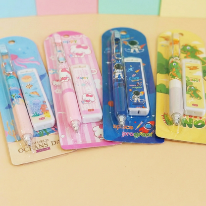 Colorful mechanical pencil pencils set for kids, ages 6+, featuring ocean and space themes