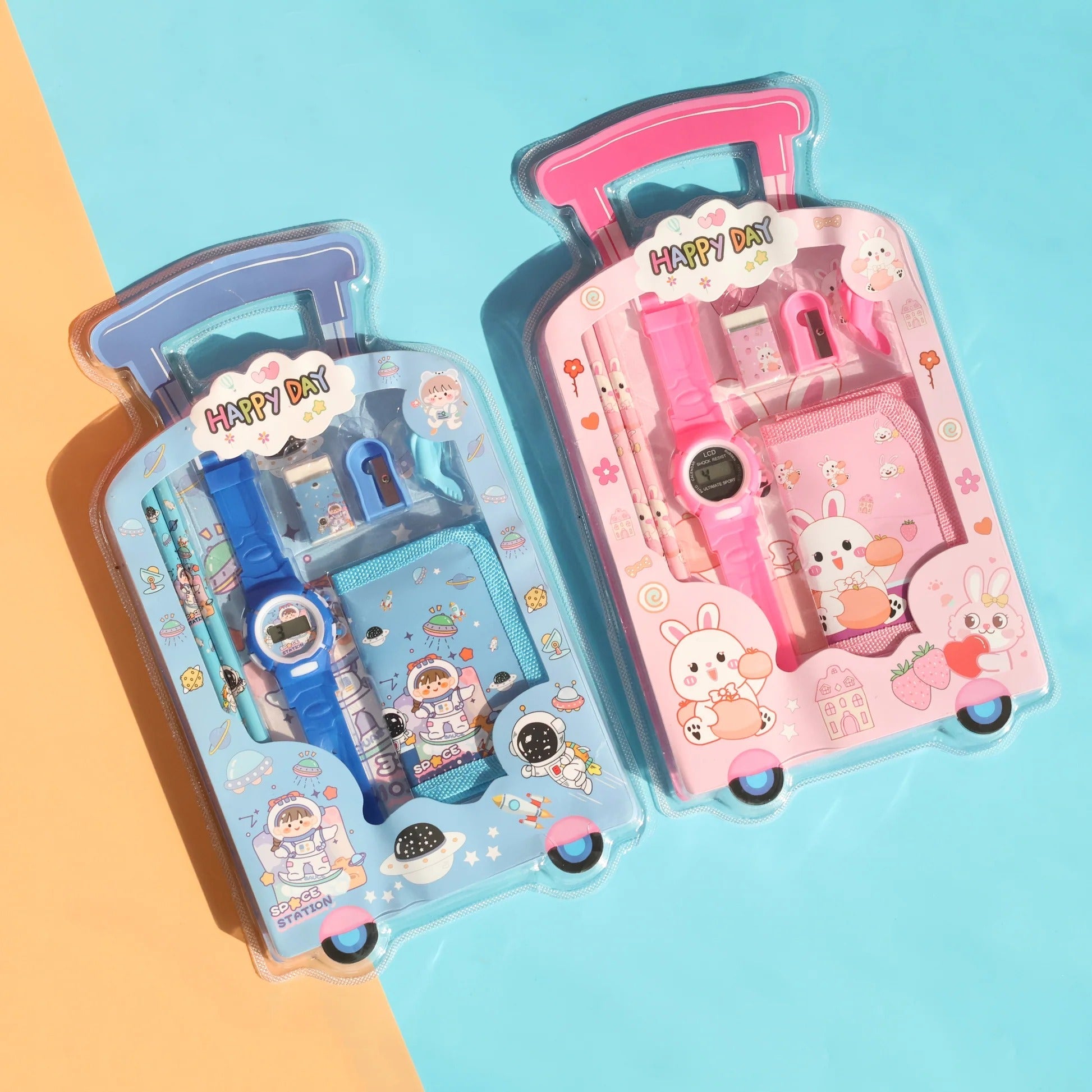 NIYO TOYS colorful stationery set in blue and pink, age 3+, ideal for creative play