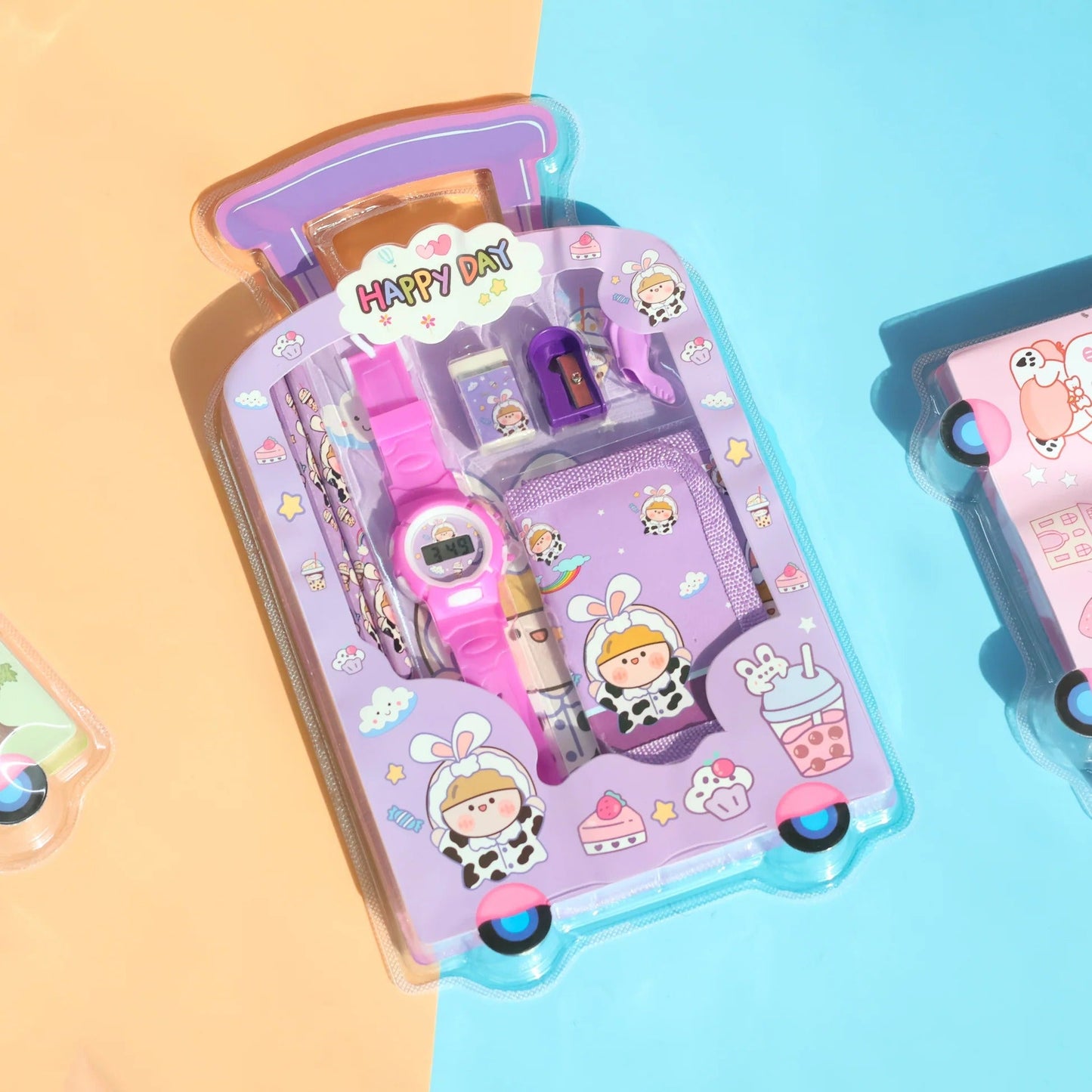 Purple NIYO TOYS stationery set in travel case for kids age 3+, includes pens and accessories