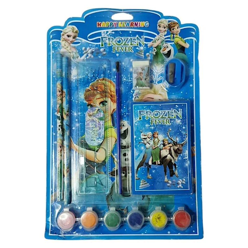 Frozen Fever Kids School Supplies Set with crayons, paint, and notebook for ages 3 and up