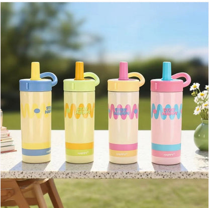 Colorful NIYO TOYS sippers in yellow, green, pink, and blue with fun designs for kids