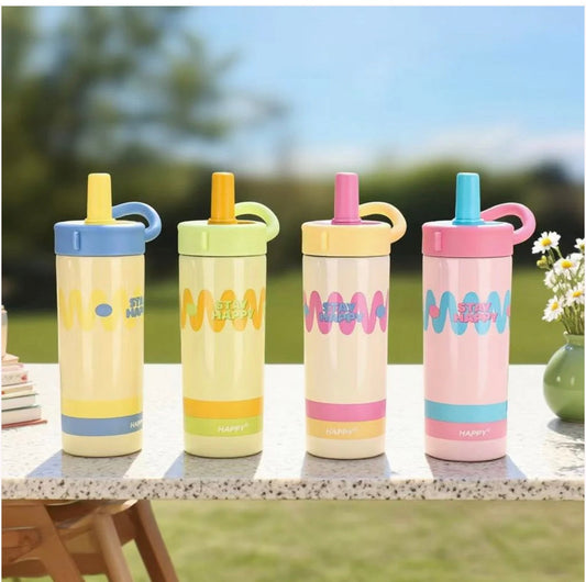 Colorful NIYO TOYS sippers in yellow, green, pink, and blue with fun designs for kids