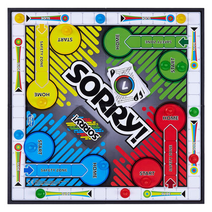 Sorry Board Game in colorful design for age 6+, perfect for family game nights and fun gatherings
