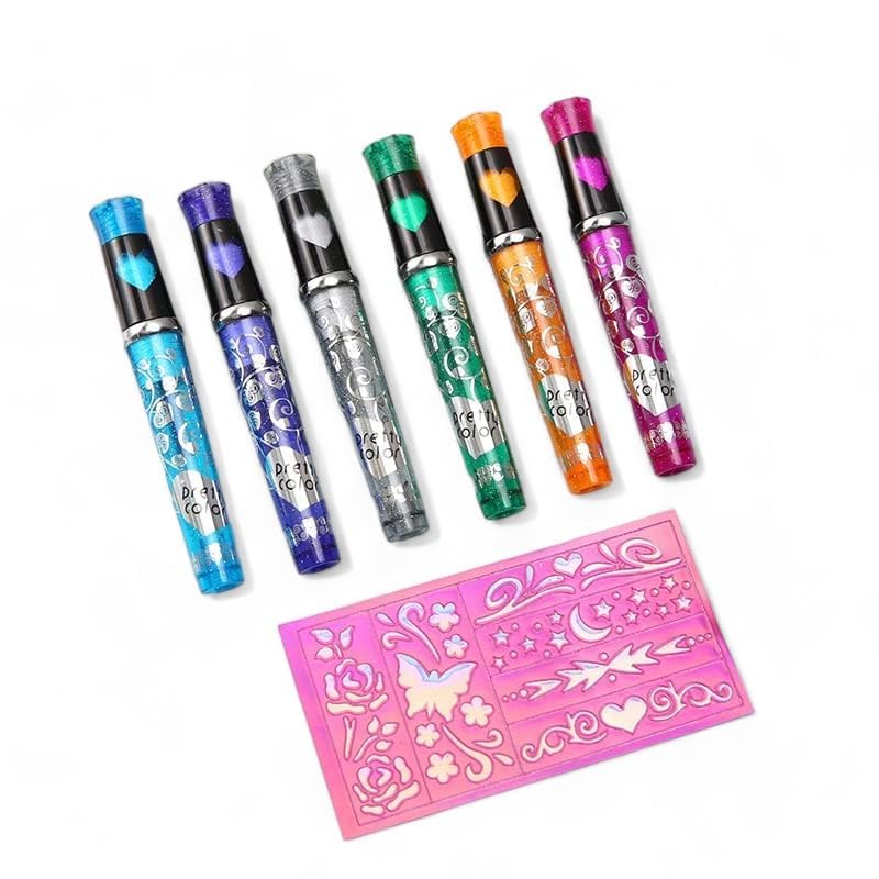 Set of six colorful NIYO TOYS highlighters for kids, including temporary tattoos for creative fun